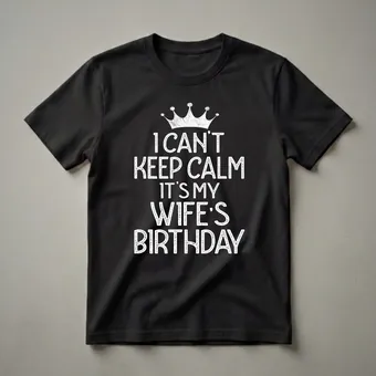 I Can't Keep Calm It's My Wife's Birthday Graphic Crown T-Shirt