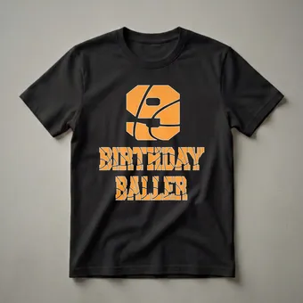 9th Birthday Baller Boy Basketball Graphic T-Shirt for 9-Year-Olds