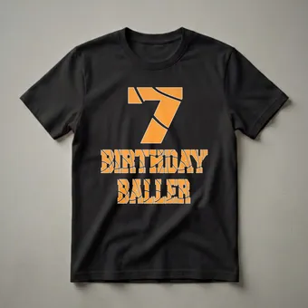 7th Birthday Baller Boy Basketball Graphic T-Shirt for Kids