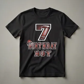 7th Birthday Boy Football Graphic T-Shirt for 7-Year-Olds