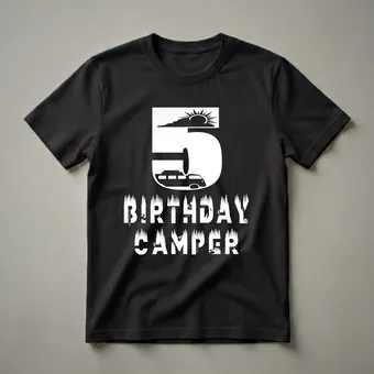 5th Birthday Camper Graphic T-Shirt for 5-Year-Olds