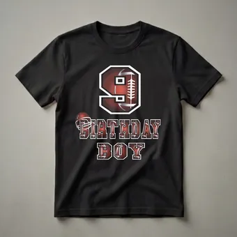 9th Birthday Boy Football Graphic T-Shirt for 9-Year-Olds