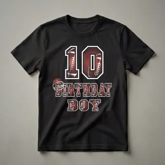 10th Birthday Boy Football Graphic T-Shirt for Tweens