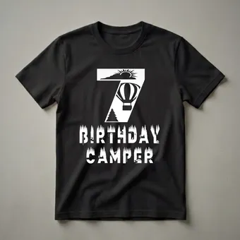 7th Birthday Camper Graphic T-Shirt for Outdoor Lovers