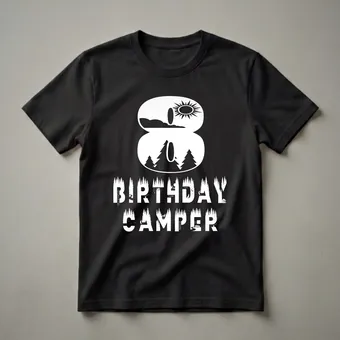 8th Birthday Camper Graphic T-Shirt for 8-Year-Old Outdoor Enthusiasts