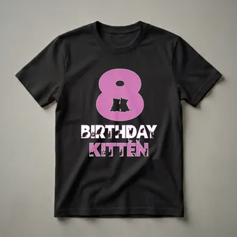 8th Birthday Kitten Girl Graphic T-Shirt for Cat Lovers