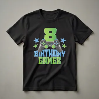 8th Birthday Gamer Boy Video Game Controller Graphic T-Shirt