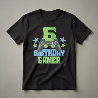 6th Birthday Gamer Boy Video Game Controller Graphic T-Shirt
