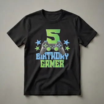 5th Birthday Gamer Boy Video Game Controller Graphic T-Shirt
