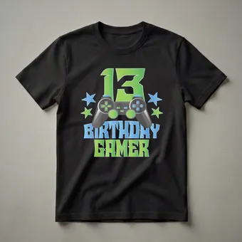 13th Birthday Gamer Graphic T-Shirt for Boys Turning Thirteen