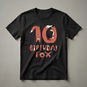 10th Birthday Fox Graphic T-Shirt for Boys and Girls
