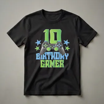 10th Birthday Gamer Boy Video Game Controller Graphic T-Shirt