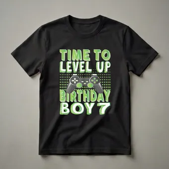Time To Level Up Birthday Boy 7th Birthday Video Game T-Shirt