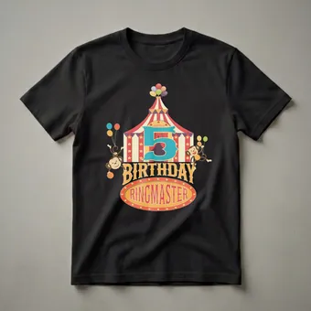5th Birthday Ringmaster Circus Tent Graphic T-Shirt for Kids