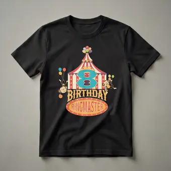 8th Birthday Ringmaster Circus Tent Graphic T-Shirt for Kids