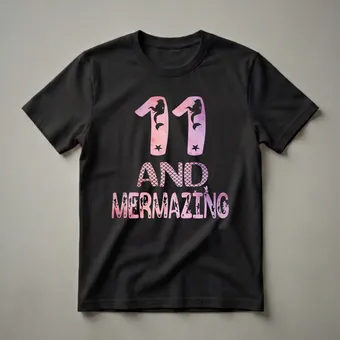 11 And Mermazing 11th Birthday Mermaid Graphic T-Shirt for Girls