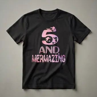 5 and Mermazing Mermaid Birthday T-Shirt for Girls Turning Five