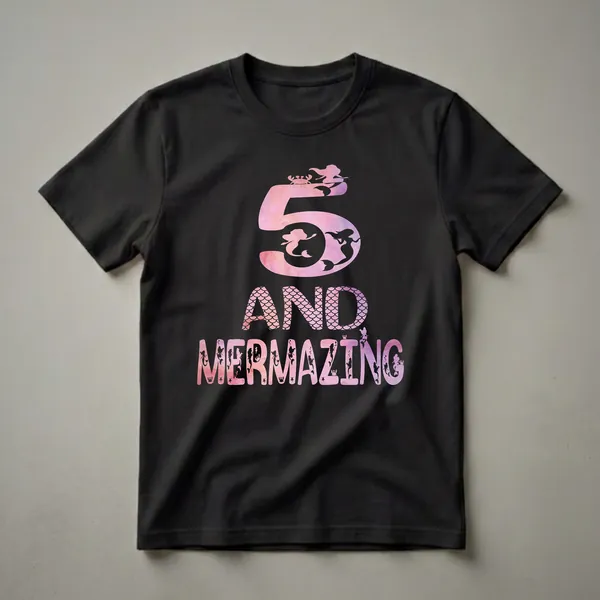 5 and Mermazing Mermaid Birthday T-Shirt for Girls Turning Five