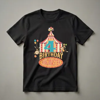 4th Birthday Ringmaster Circus Tent Graphic T-Shirt for Kids