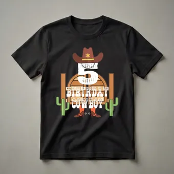 5th Birthday Cowboy Western Graphic T-Shirt for Boys Turning Five