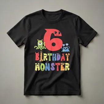 6th Birthday Monster Alien Graphic T-Shirt for Kids