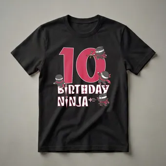 10th Birthday Ninja Graphic T-Shirt for 10-Year-Olds