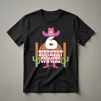 6th Birthday Cowgirl Rodeo Graphic T-Shirt for Girls