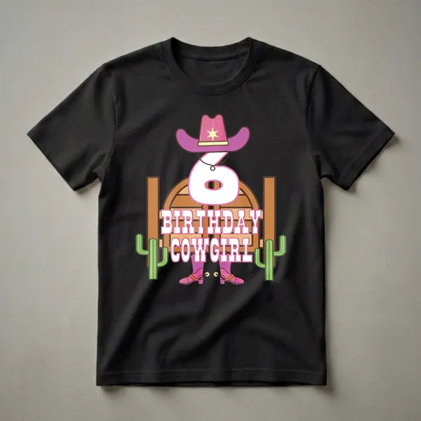 6th Birthday Cowgirl Rodeo Graphic T-Shirt for Girls