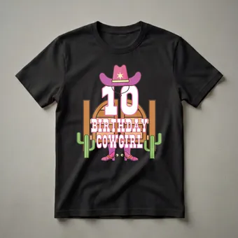 10th Birthday Cowgirl Rodeo Graphic T-Shirt for Girls