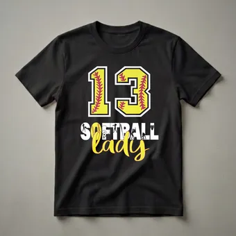 13th Birthday Softball Lady Graphic T-Shirt for Girls Turning 13