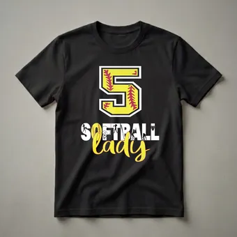 5th Birthday Softball Lady Graphic T-Shirt for Girls