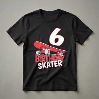 6th Birthday Skater Graphic T-Shirt for Kids Who Love Skateboarding