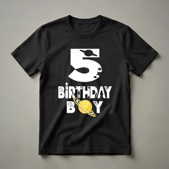5th Birthday Boy Astronaut Space Theme Graphic T-Shirt for Boys