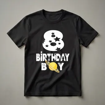 8th Birthday Boy Astronaut Space Theme Graphic T-Shirt for Boys