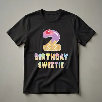 Sweetie Waffle Lover 2nd Birthday Girl Graphic T-Shirt