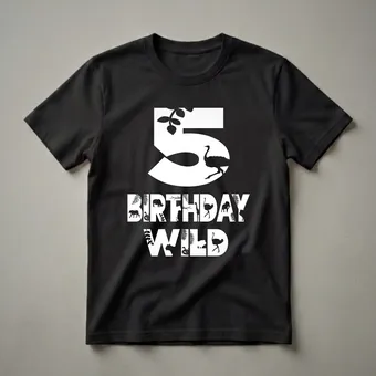 5th Birthday Wild Kid Zoo Theme Graphic T-Shirt for Boys and Girls
