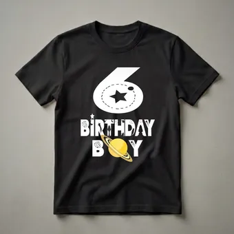 6th Birthday Boy Astronaut Space Theme Graphic T-Shirt for Kids
