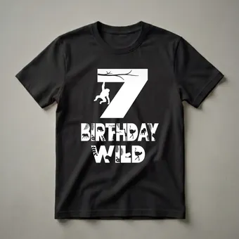 7th Birthday Wild Kid Zoo Animal Graphic T-Shirt for Boys and Girls