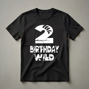 Wild Two Birthday Zoo Animal Graphic T-Shirt for 2-Year-Olds