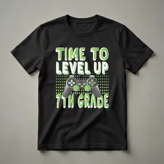 Time to Level Up 7th Grade Video Game Graphic T-Shirt for Kids
