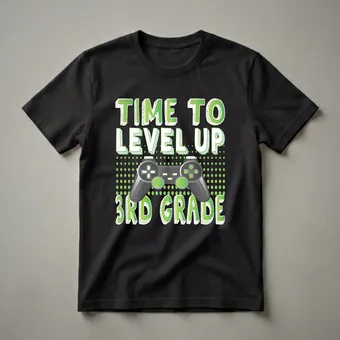 Time to Level Up 3rd Grade Video Game Graphic T-Shirt for Kids