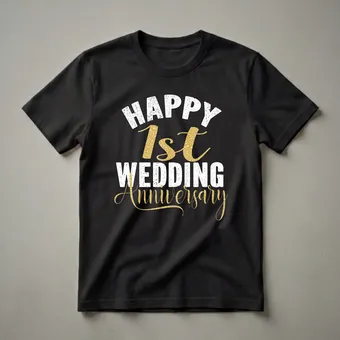 Happy 1st Wedding Anniversary Couple's Matching T-Shirt