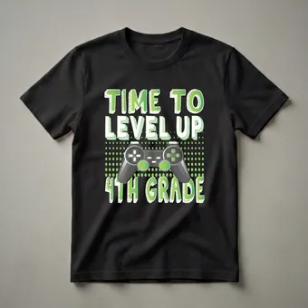 Time to Level Up 4th Grade Video Game Graphic T-Shirt for Kids