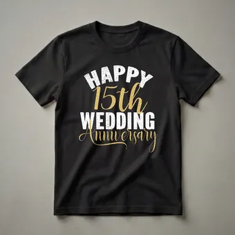 Happy 15th Wedding Anniversary Couple's Matching T-Shirt