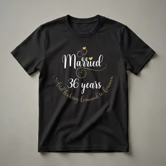 Married 36 Years Graphic T-Shirt for Couples Celebrating Anniversaries
