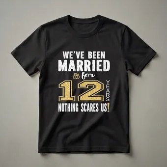 12th Wedding Anniversary Couple T-Shirt - Nothing Scares Us