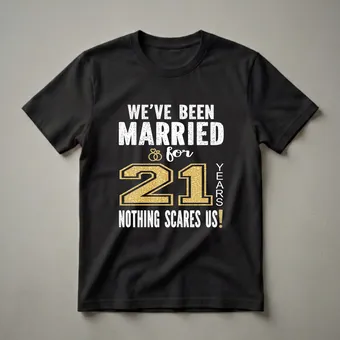 21st Wedding Anniversary Couple's T-Shirt - Nothing Scares Us