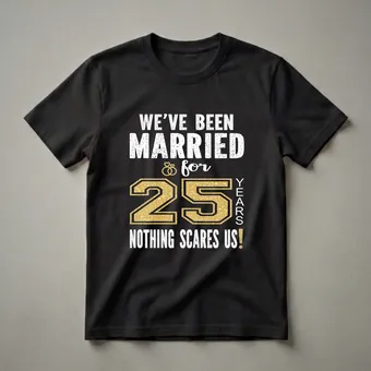 25th Wedding Anniversary Married 25 Years Nothing Scares Us T-Shirt
