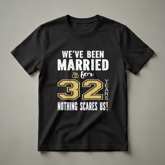 32nd Anniversary Couple's T-Shirt: Nothing Scares Us!