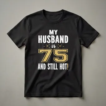 My Husband Is 75 And Still Hot 75th Birthday T-Shirt